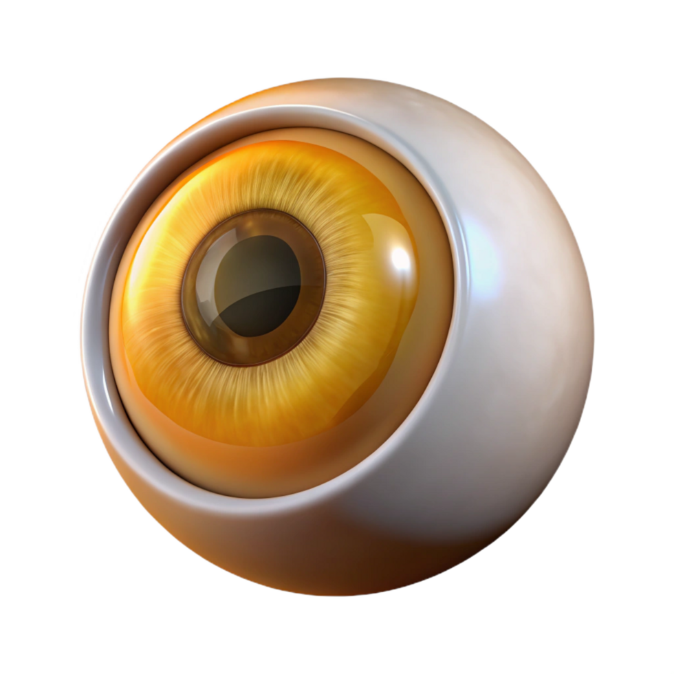 beautiful minimalist A single, realistic rendering of a human eye with a golden iris, premium png
