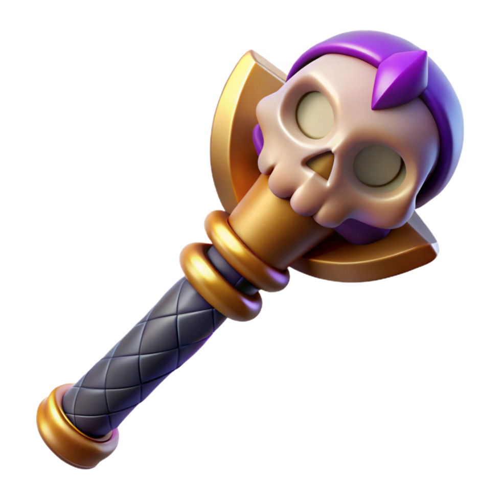 beautiful creative A stylized illustration of a magic staff topped with a skull, professional png