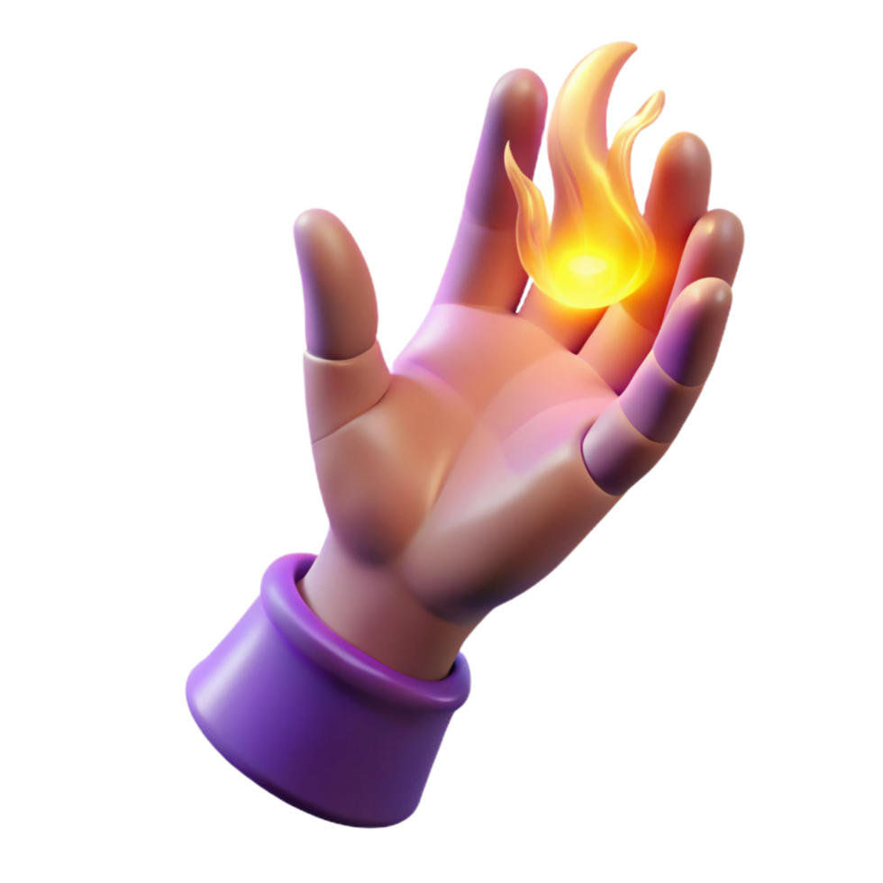 wonderful contemporary A realistically rendered sorceress hand casting a spell with glowing fingers, detailed png