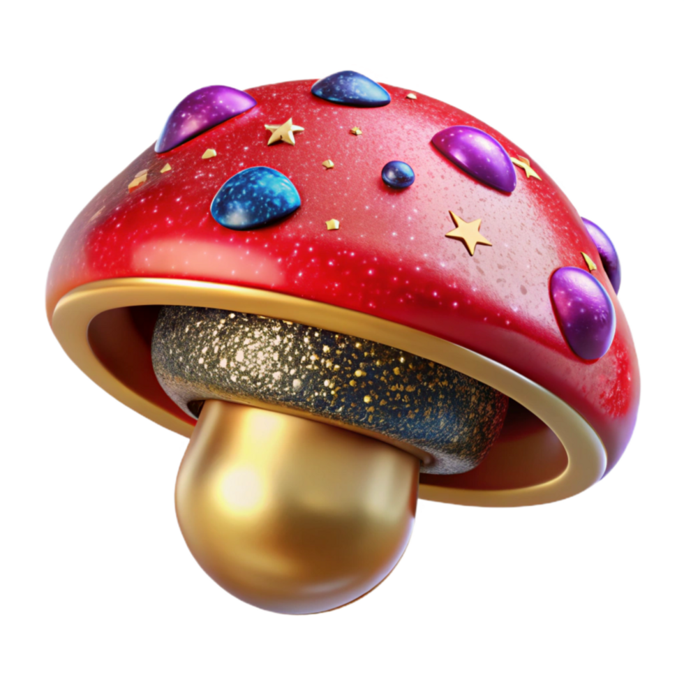 elegant artistic Red Mushroom Cap Top View Element original png