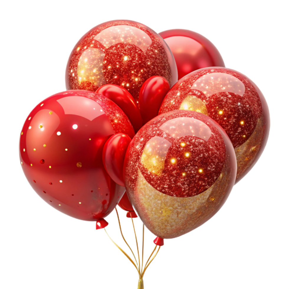 magnificent minimalist Red Party Balloons Cutout on Transparent Background authentic png