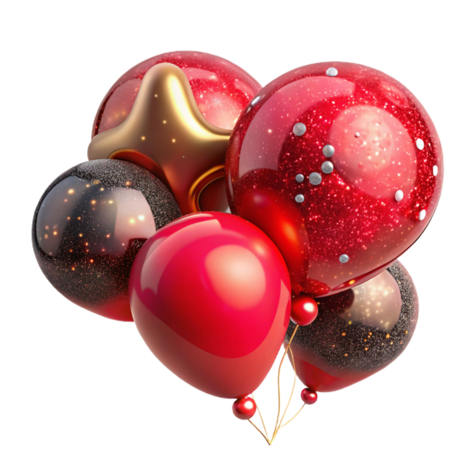 extraordinary classic Red Party Balloons Cutout on Transparent Background high quality png