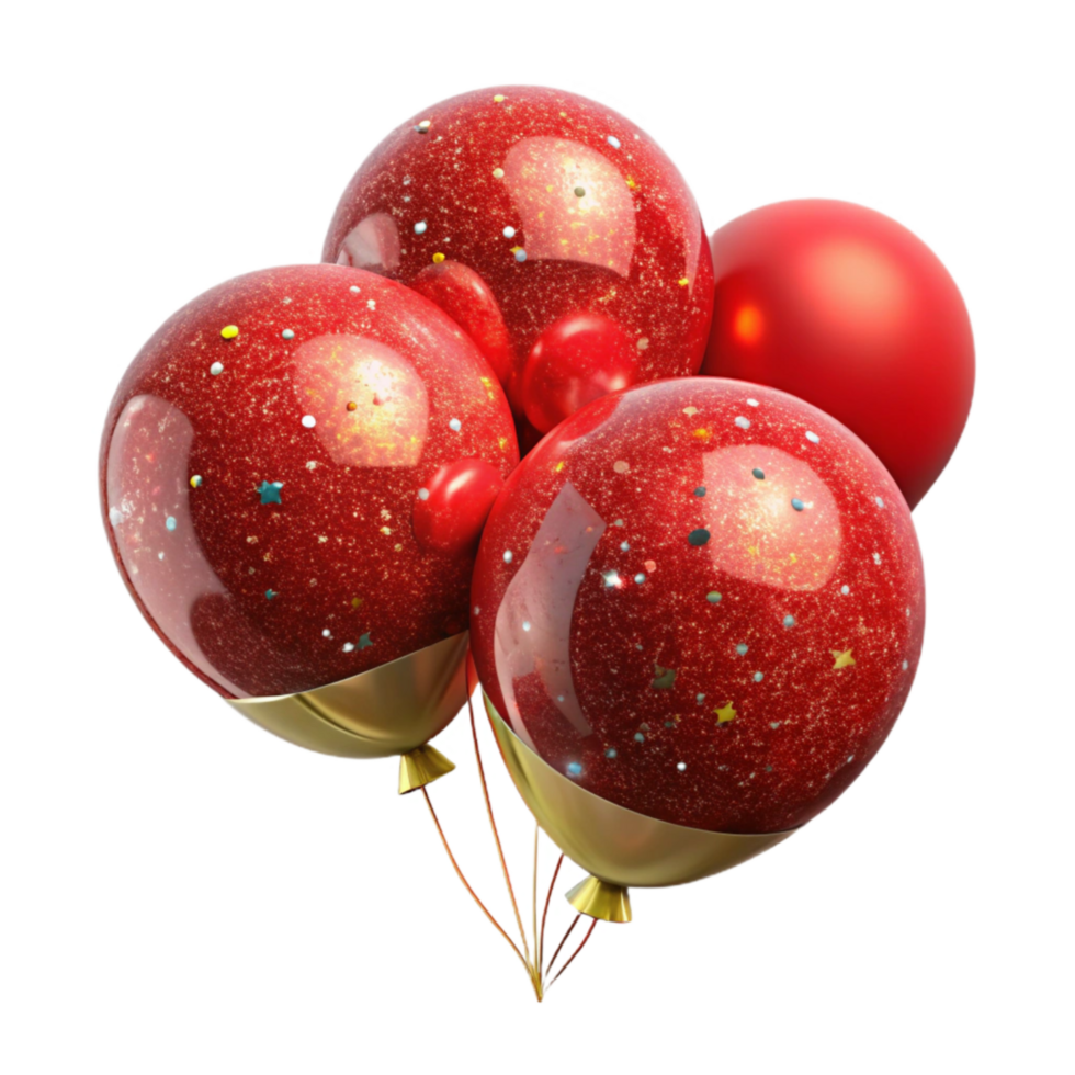 beautiful minimalist Red Party Balloons Cutout on Transparent Background professional png