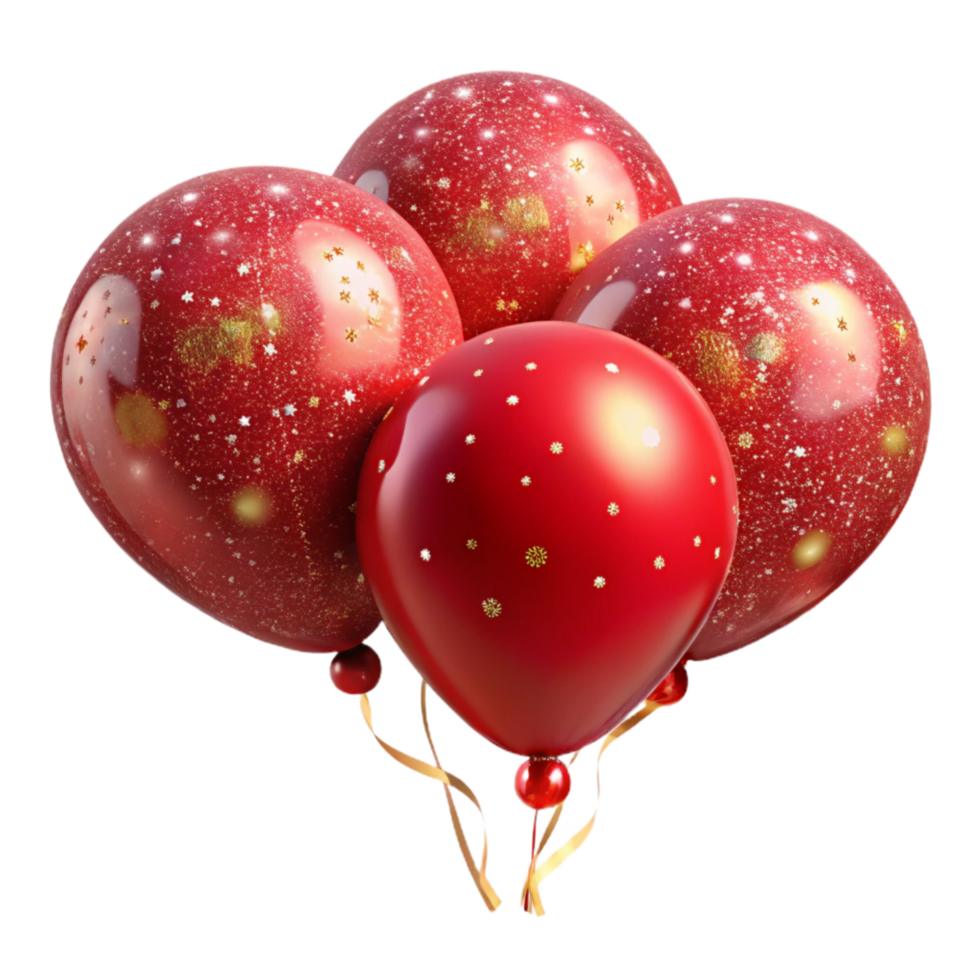 wonderful contemporary Red Party Balloons Cutout on Transparent Background detailed png