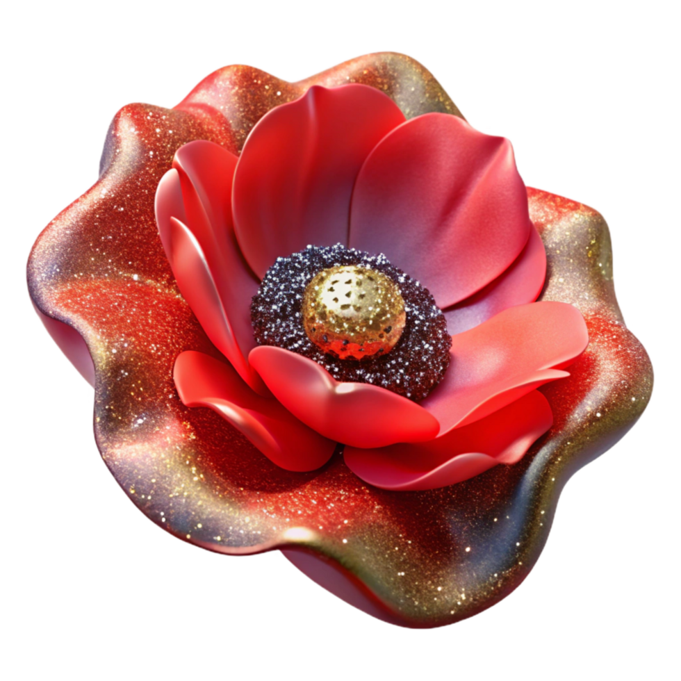 beautiful abstract Red Poppy Flower Front View Element detailed png