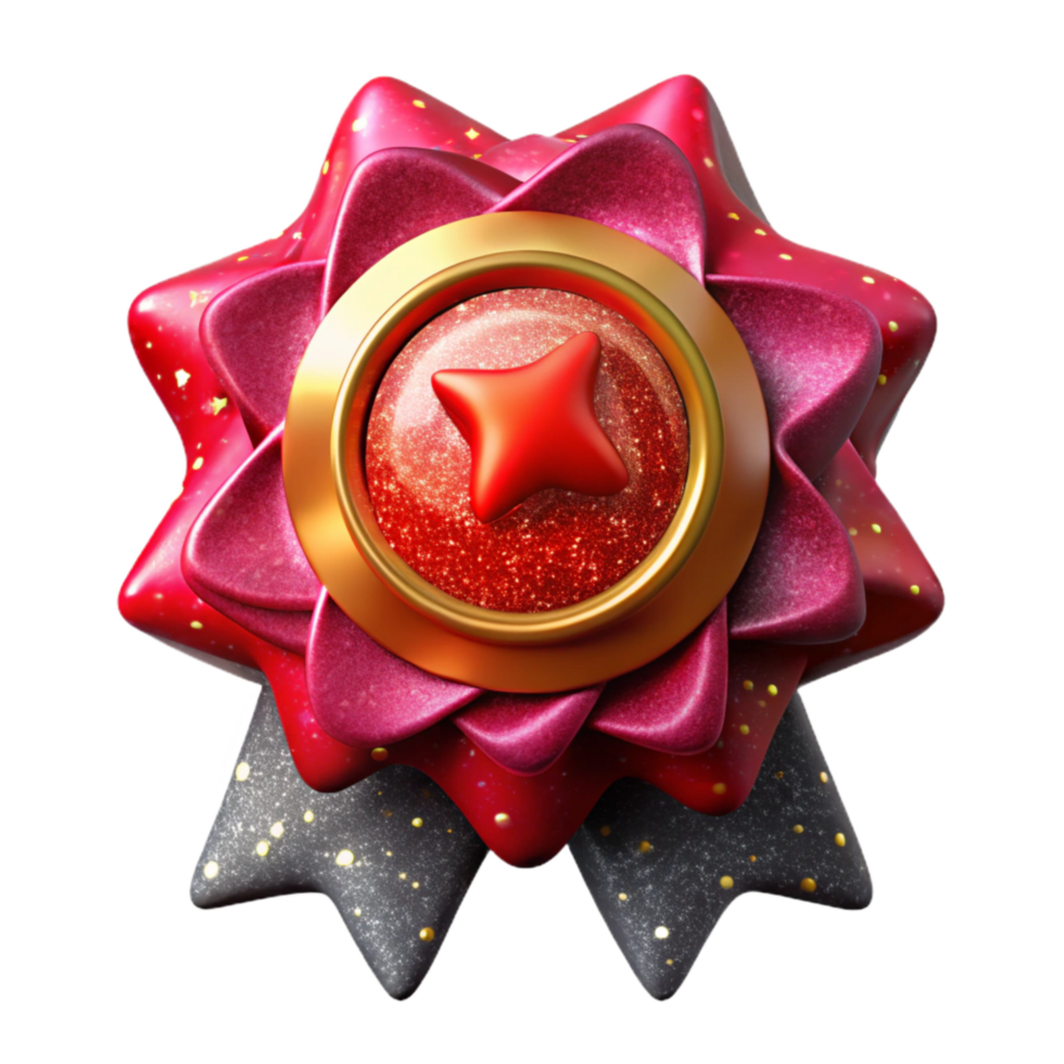 beautiful rustic Red Ribbon Award Rosette Cutout png