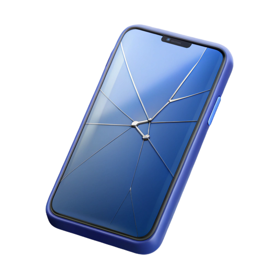 stunning minimalist Smartphone with cracked screen high resolution png
