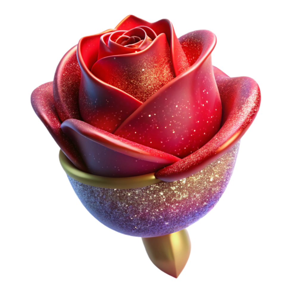 elegant contemporary Red Rose Bud Side View Isolated on Transparent Background genuine png