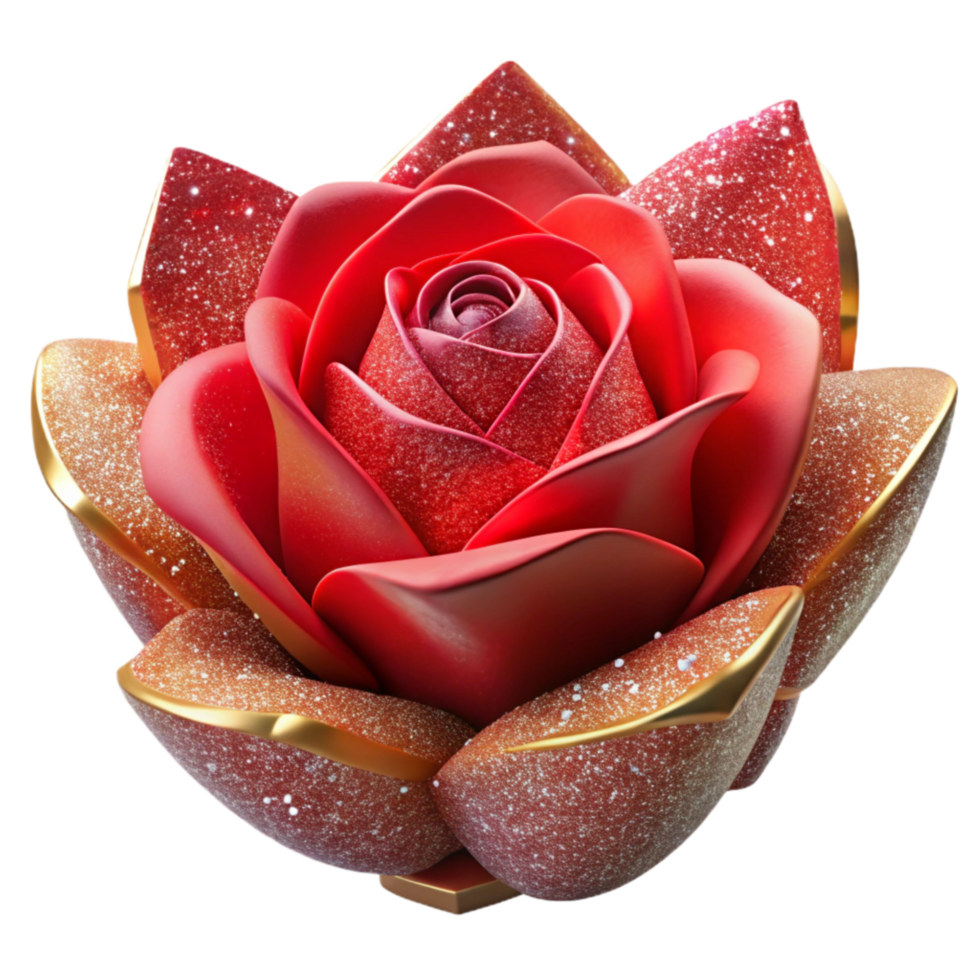 vibrant modern Red Rose Close Up Cutout on Transparent Background original png