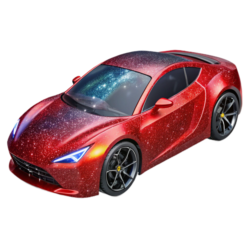 beautiful modern Red Sports Car Side View Isolated genuine png