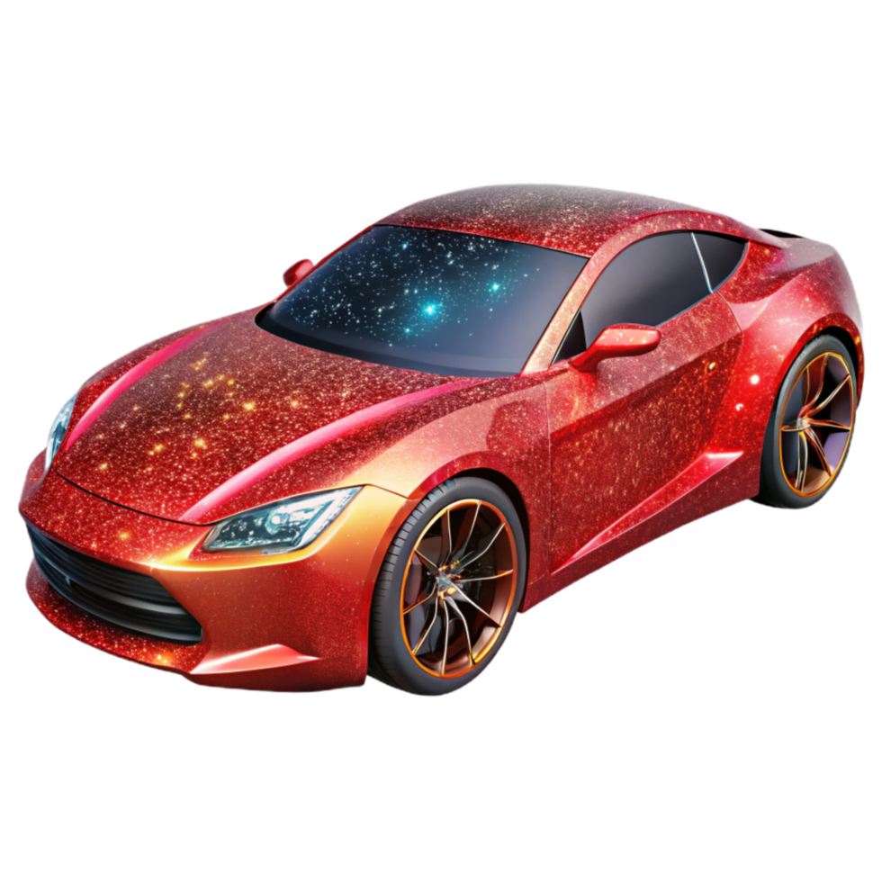 magnificent minimalist Red Sports Car Side View Isolated detailed png