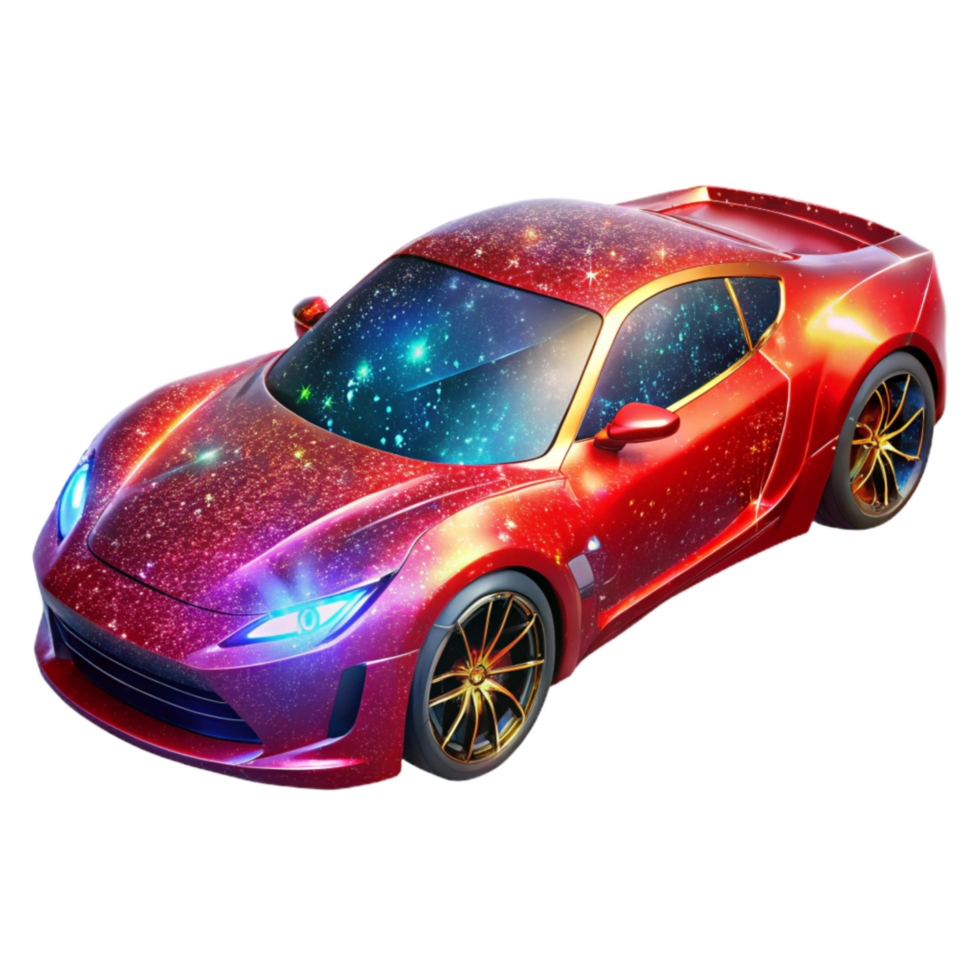vibrant modern Red Sports Car Side View Isolated detailed png