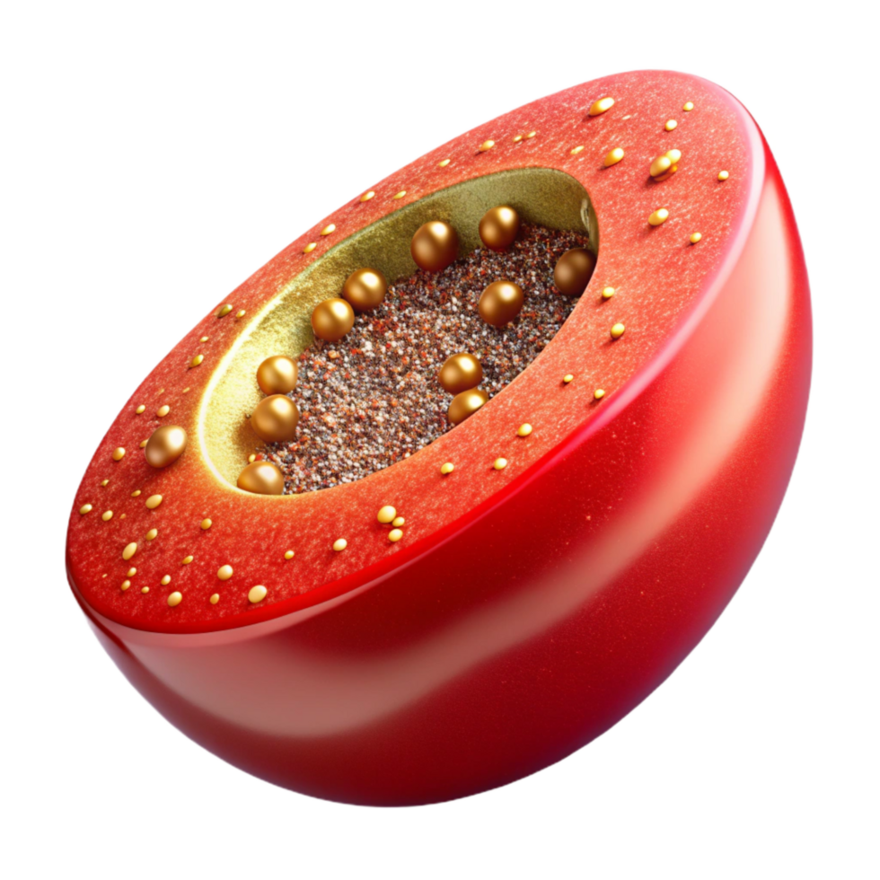 extraordinary artistic Red Tomato Sliced Cutout with Seeds Visible authentic png