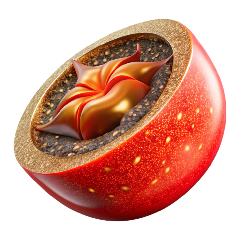dramatic creative Red Tomato Sliced Cutout with Seeds Visible png