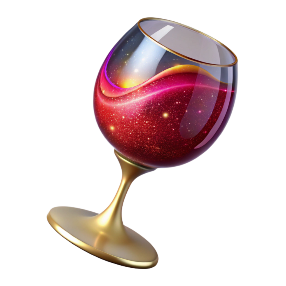 elegant artistic Red Wine Glass Side View with Stem Isolated png