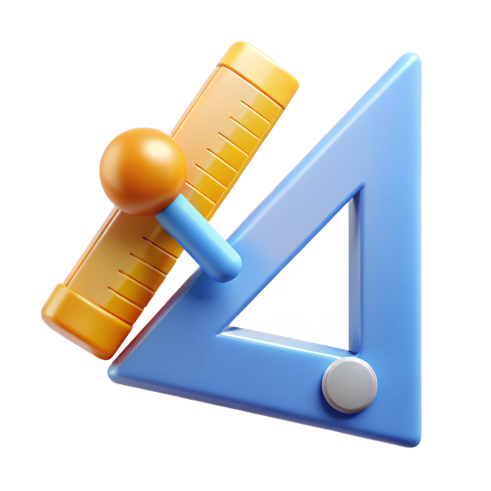 elegant abstract Architect's T-square and triangle 4K png