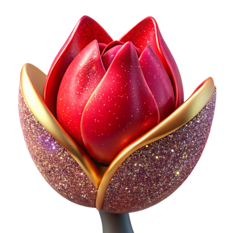 wonderful artistic Red Tulip Front View Isolated original png