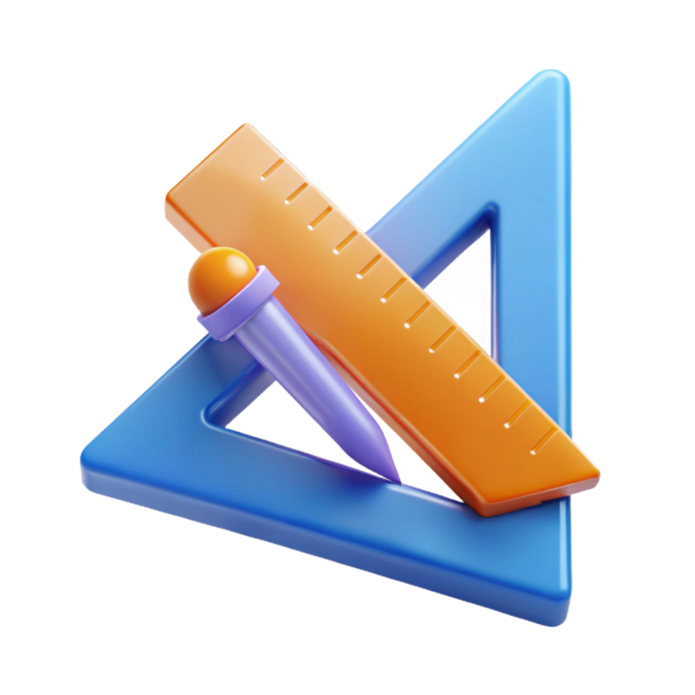 beautiful artistic Architect's T-square and triangle original png
