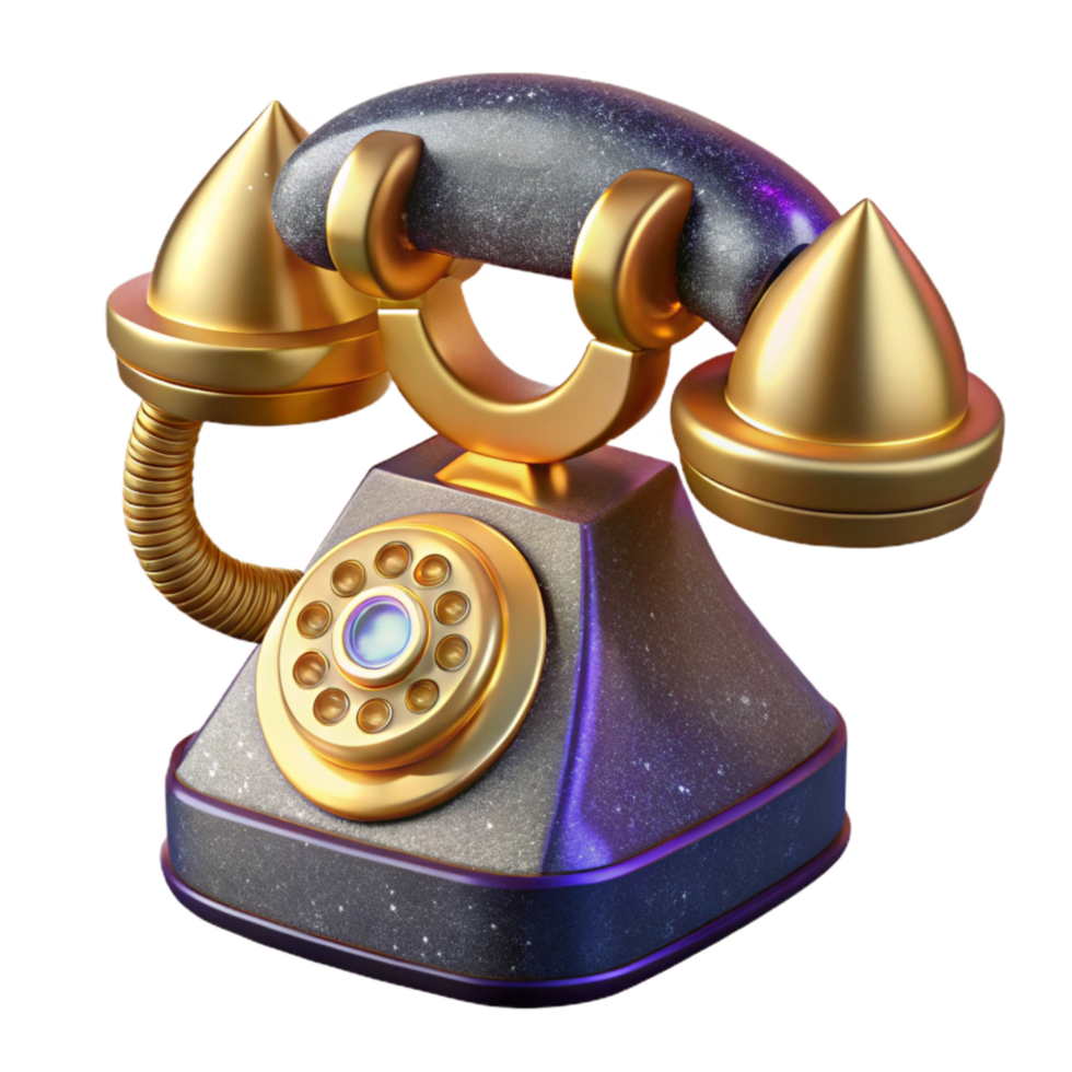 serene minimalist Retro Telephone Side View Isolated Transparent Background detailed png