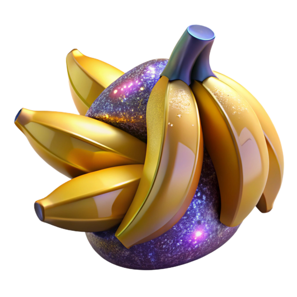 vibrant modern Ripe Banana Bunch Cutout on Transparent Background professional png