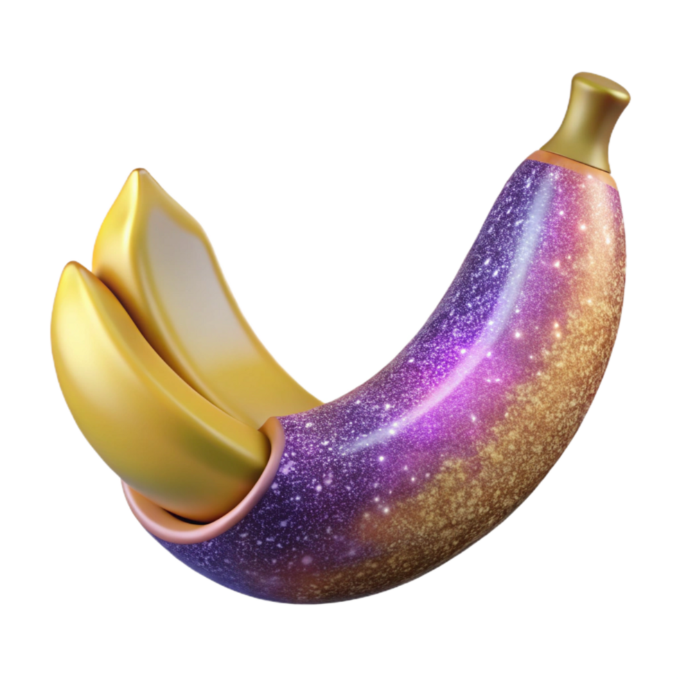 beautiful rustic Ripe Banana Peeled Halfway Isolated Element genuine png