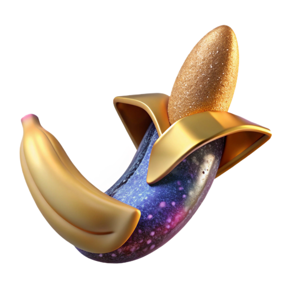 beautiful artistic Ripe Banana Peel Partially Peeled Transparent Background png