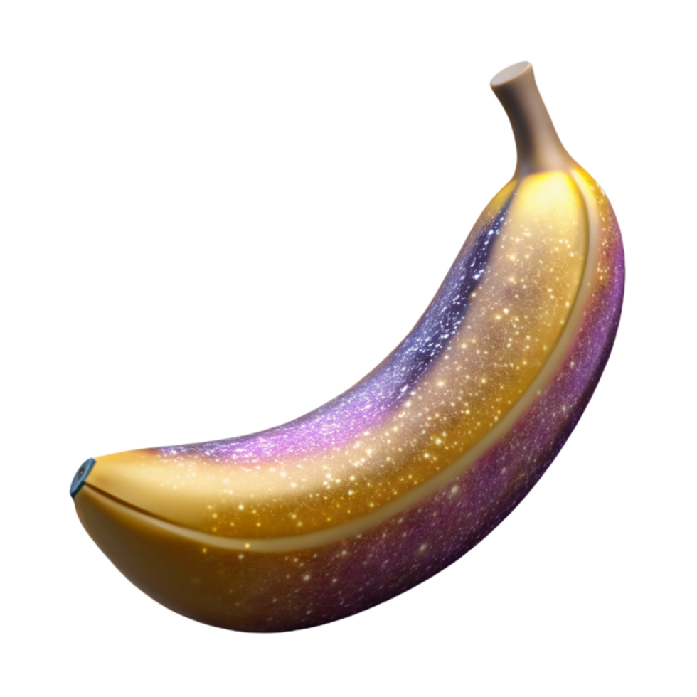 dramatic minimalist Ripe Banana Whole Isolated on Transparent Background detailed png