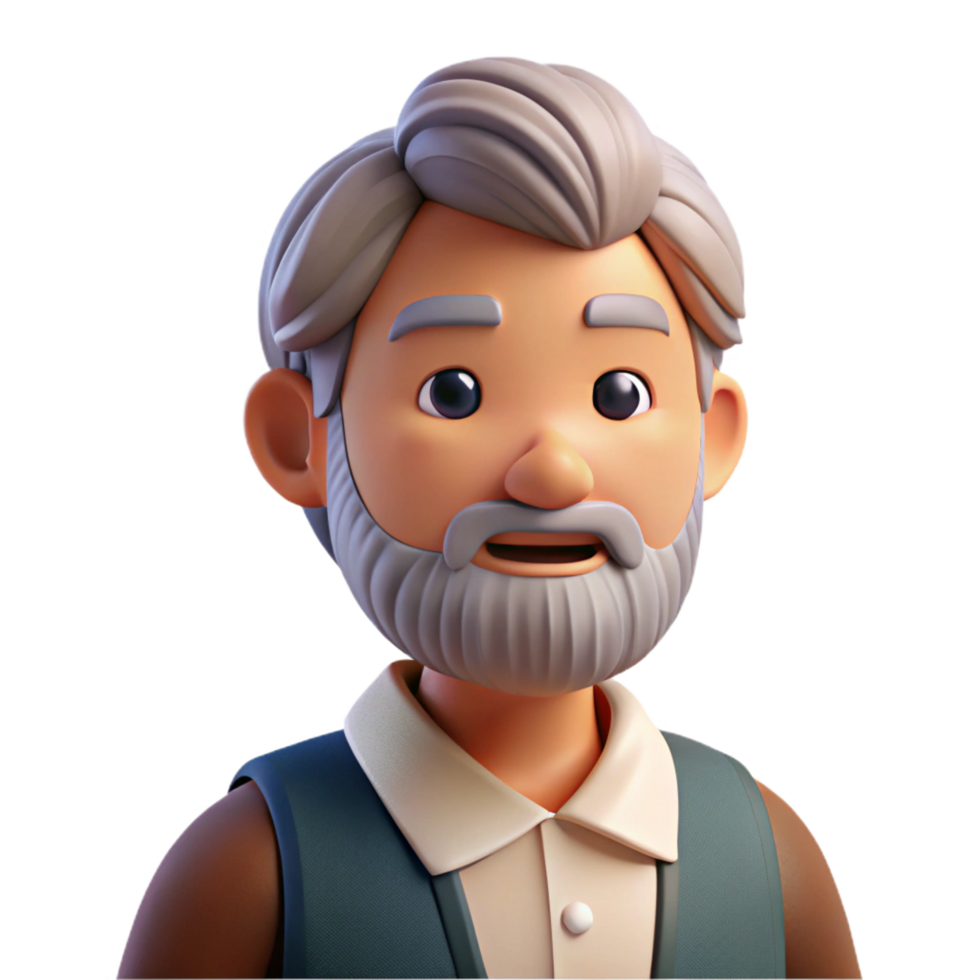 vibrant classic Thoughtful older man with beard, wisdom portrait, detailed png