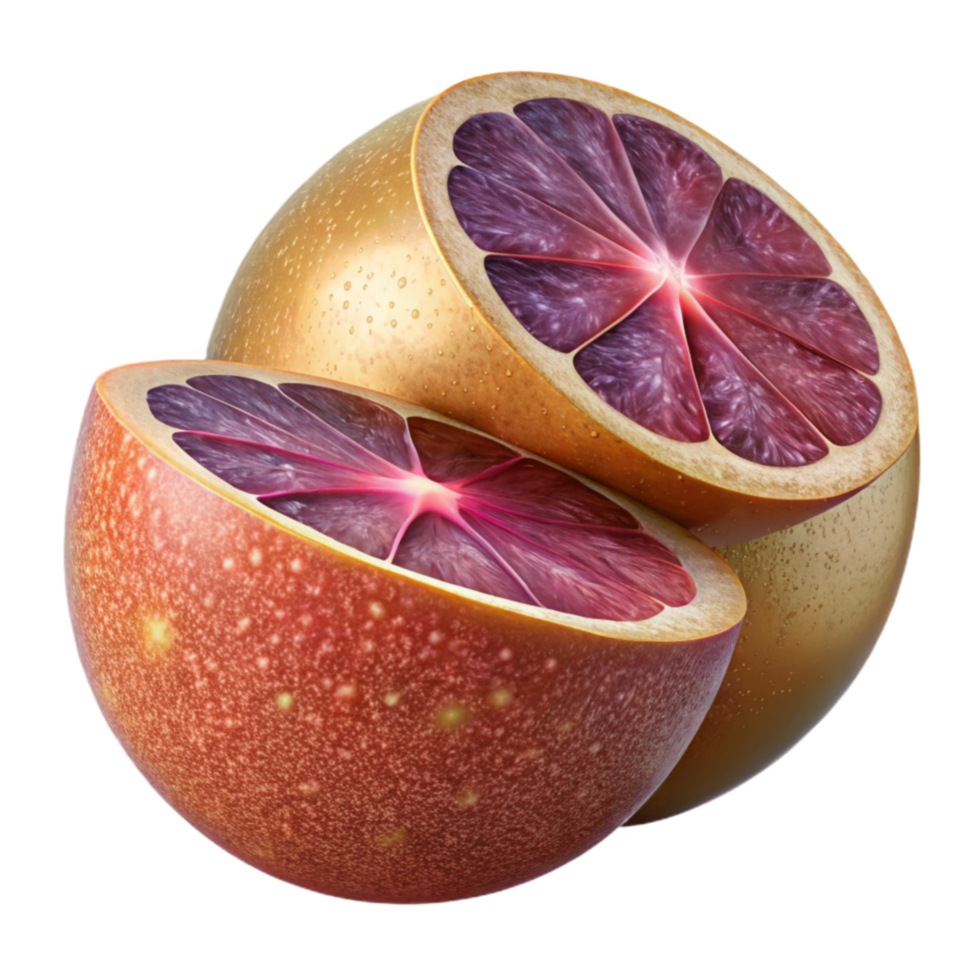 beautiful modern Ripe Grapefruit Sliced in Half Isolated Cutout premium png