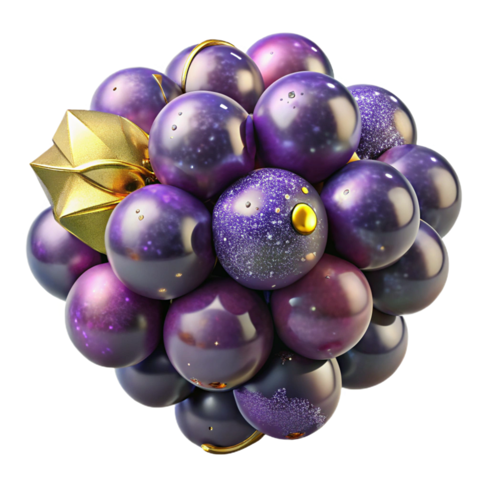 vibrant vintage Ripe Grapes Cluster Isolated Cutout detailed png