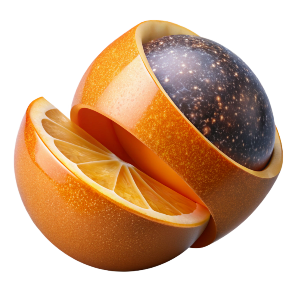 serene rustic Ripe Orange Fruit Sliced in Half Isolated authentic png