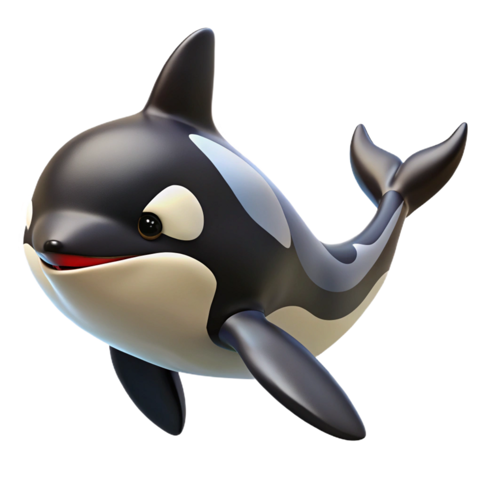 serene traditional A swimming Killer Whale Orca , detailed png