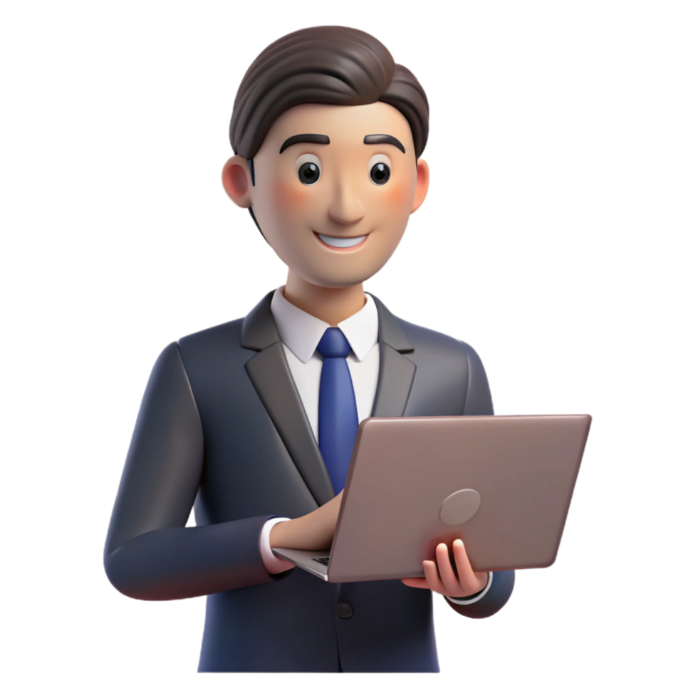 wonderful minimalist Focused businessman, using laptop no laptop visible , authentic png