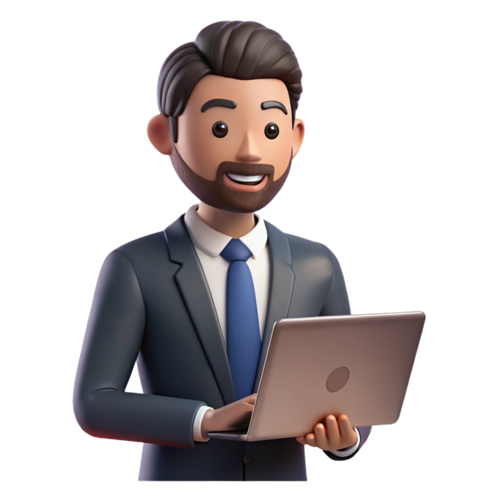 serene creative Focused businessman, using laptop no laptop visible , detailed png