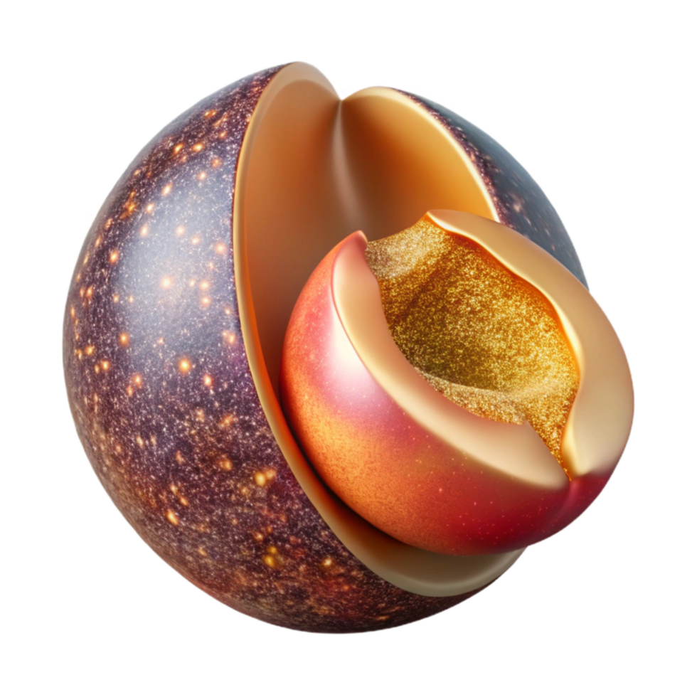 impressive contemporary Ripe Peach Cut in Half Isolated detailed png