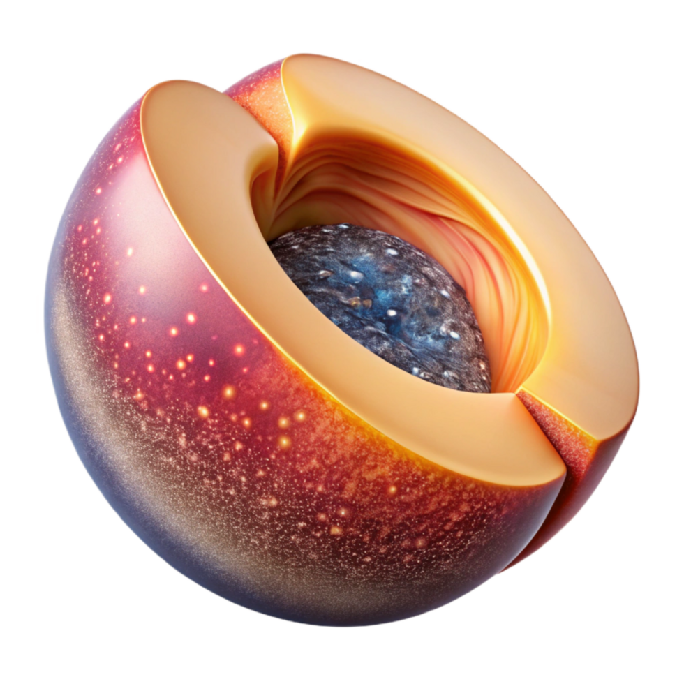 extraordinary minimalist Ripe Peach Sliced in Half Transparent Background professional png