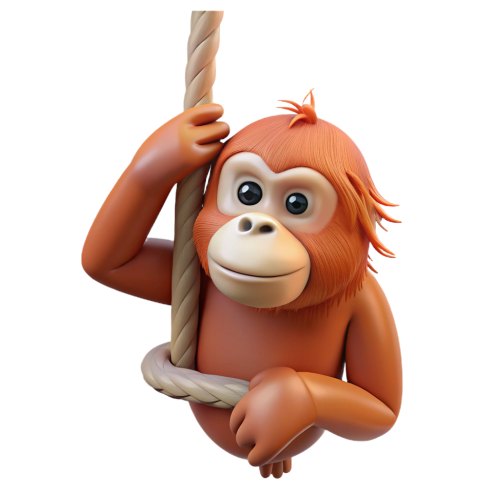 impressive minimalist An orangutan, hanging no branches visible , premium png