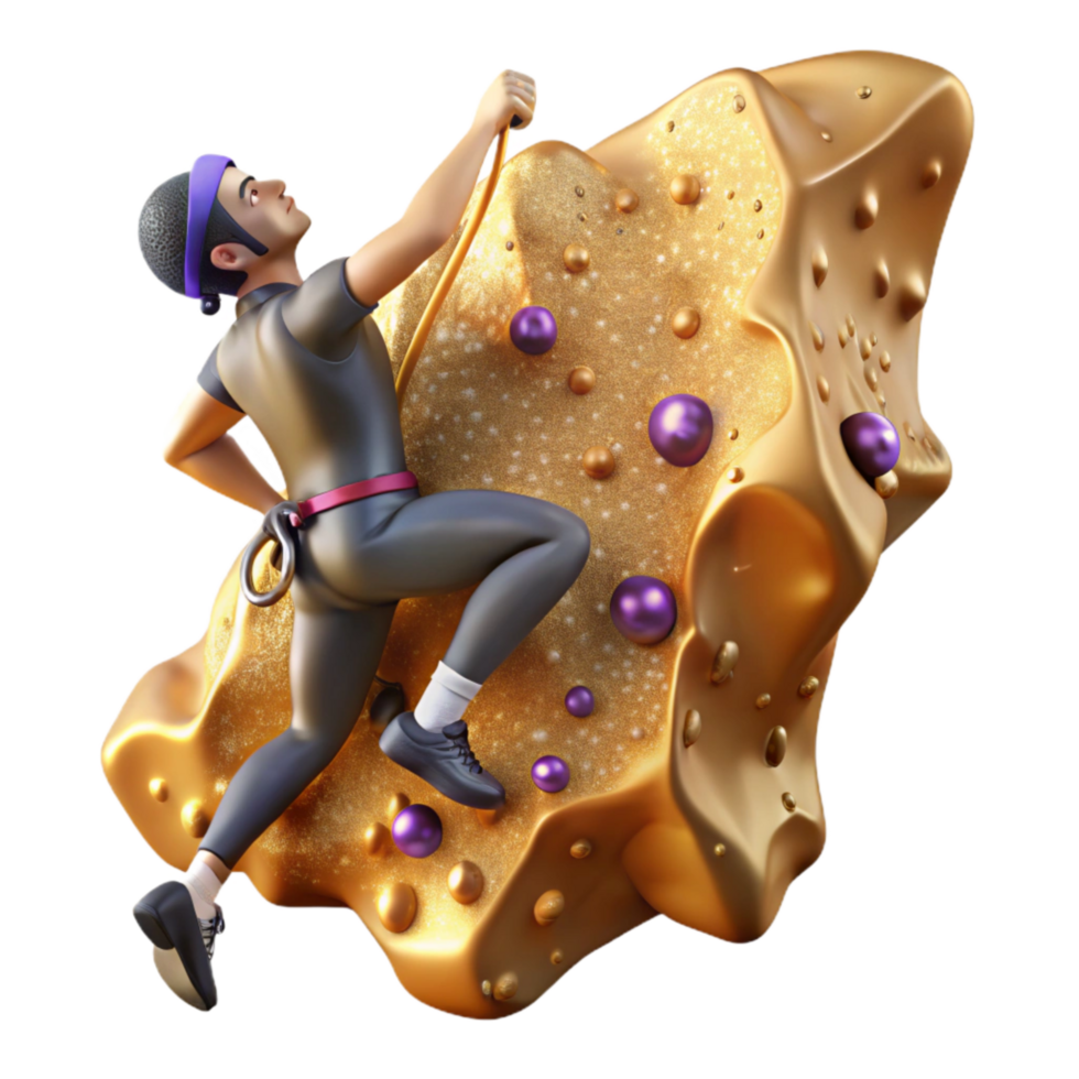 stunning vintage Rock Climber Ascending Cliff Face Cutout high resolution png