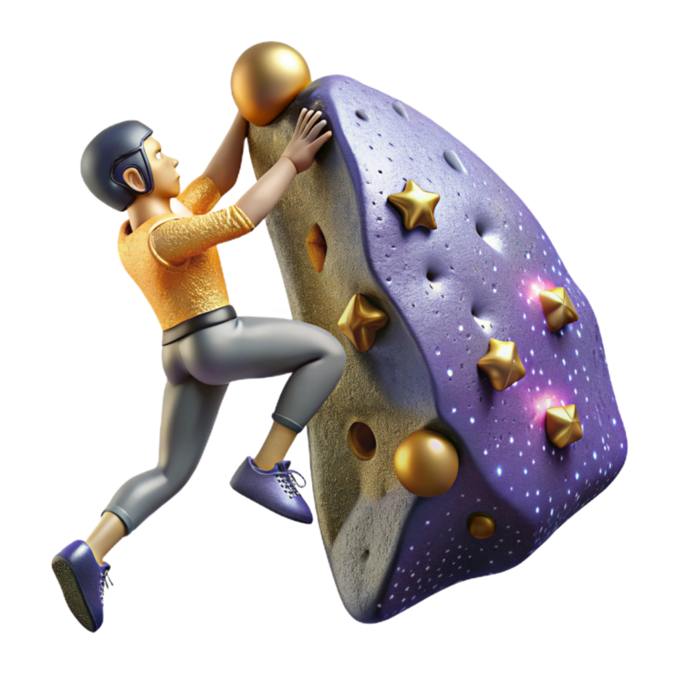 extraordinary abstract Rock Climber Reaching for Hold Isolated Cutout detailed png