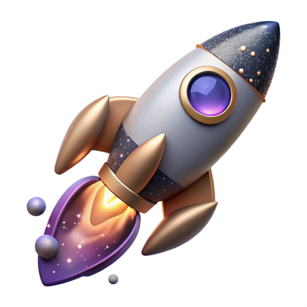 serene traditional Rocket Launching Into Starry Sky Cutout Isolated Element original png