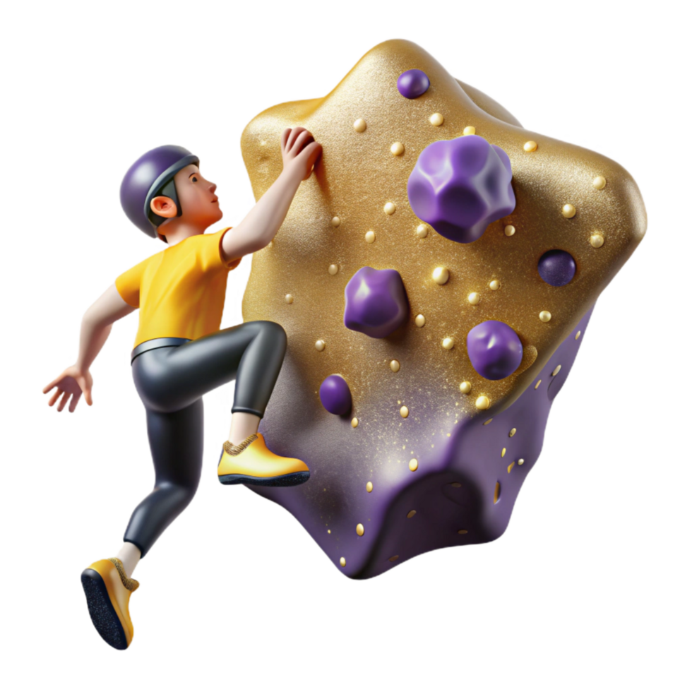 dramatic rustic Rock Climber Reaching for Hold Isolated Cutout original png
