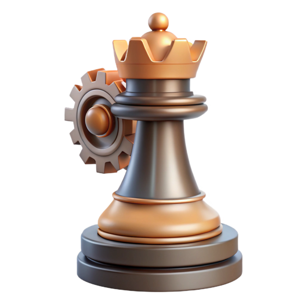 wonderful modern Steampunk chess piece queen with intricate gears and clockwork authentic png