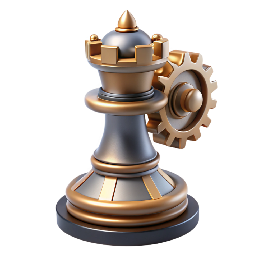 stunning creative Steampunk chess piece king with intricate gears and clockwork high quality png