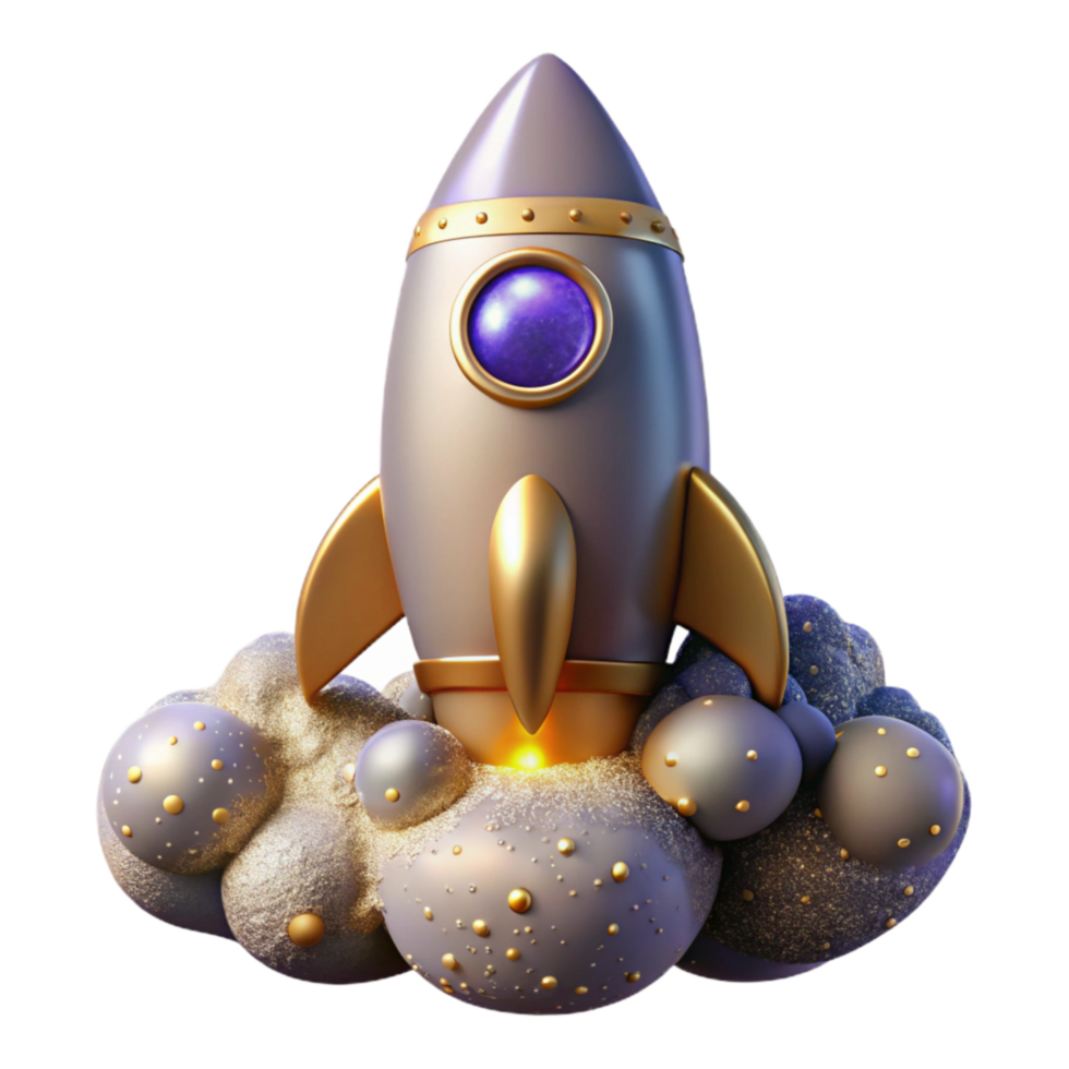 wonderful vintage Rocket Launchpad with Smoke Cutout Isolated Element authentic png