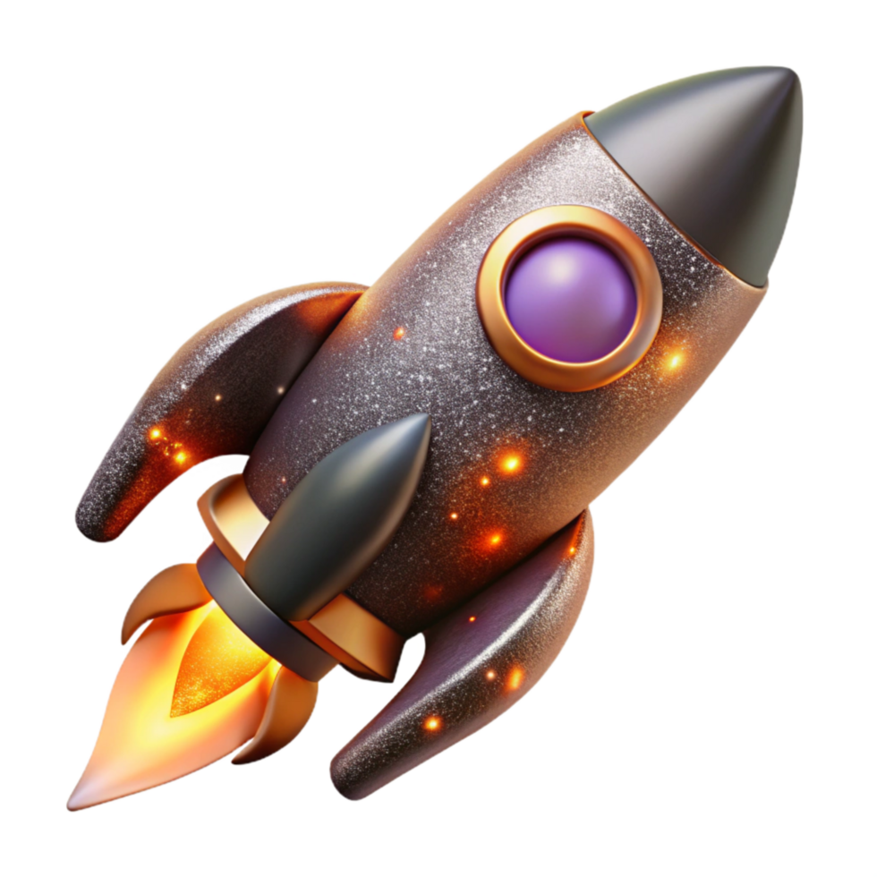 extraordinary minimalist Rocket with Exhaust Flames Cutout Isolated Element premium png