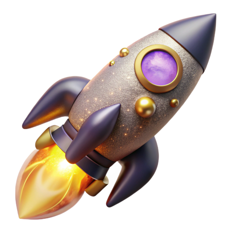magnificent minimalist Rocket with Exhaust Flames Cutout Isolated Element authentic png