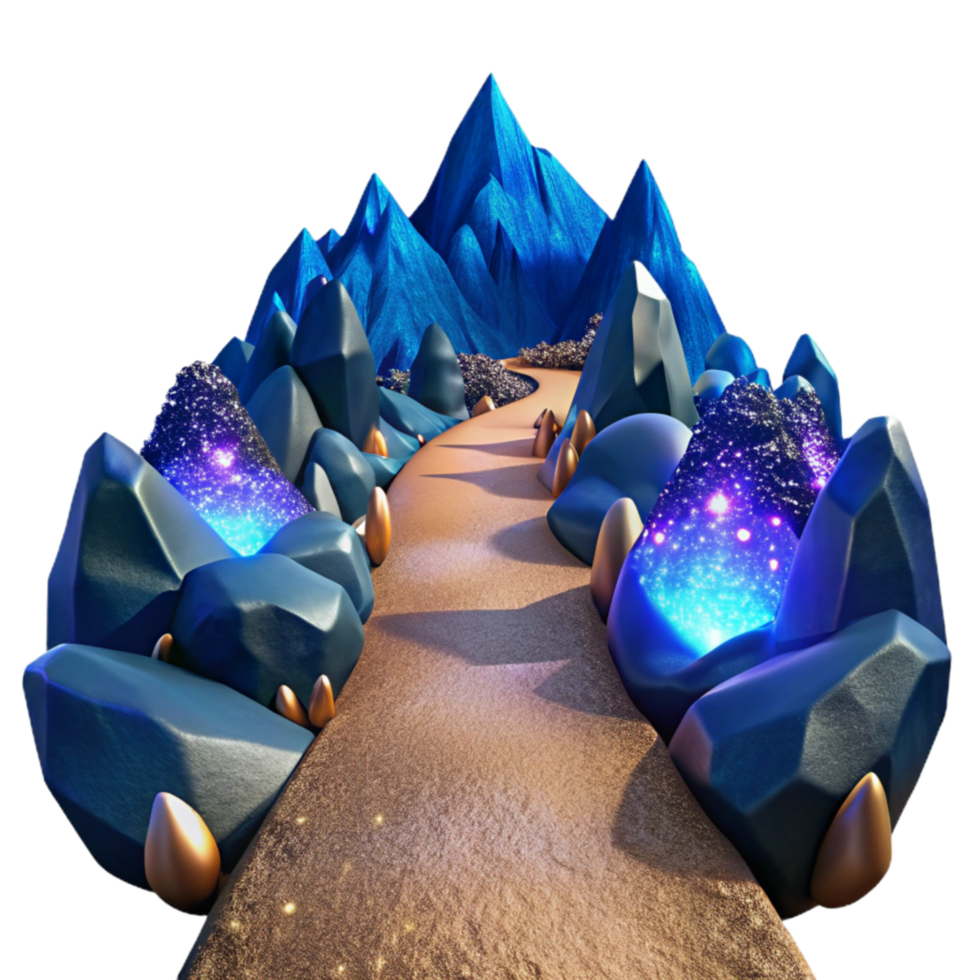 elegant traditional Rocky Mountain Path with Clear Blue Sky Transparent Background high resolution png
