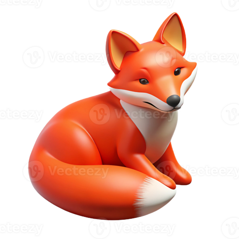elegant minimalist A resting red fox high quality png