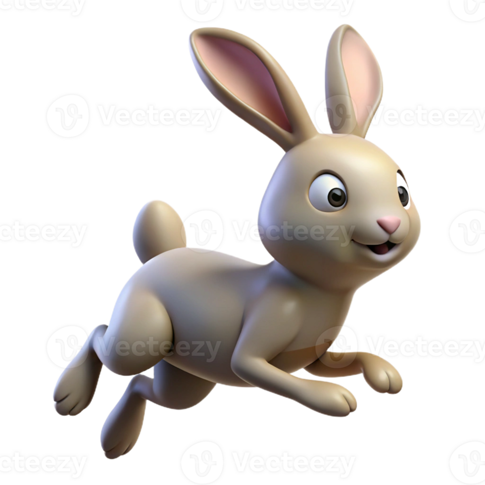 vibrant modern A rabbit in mid-hop high resolution png
