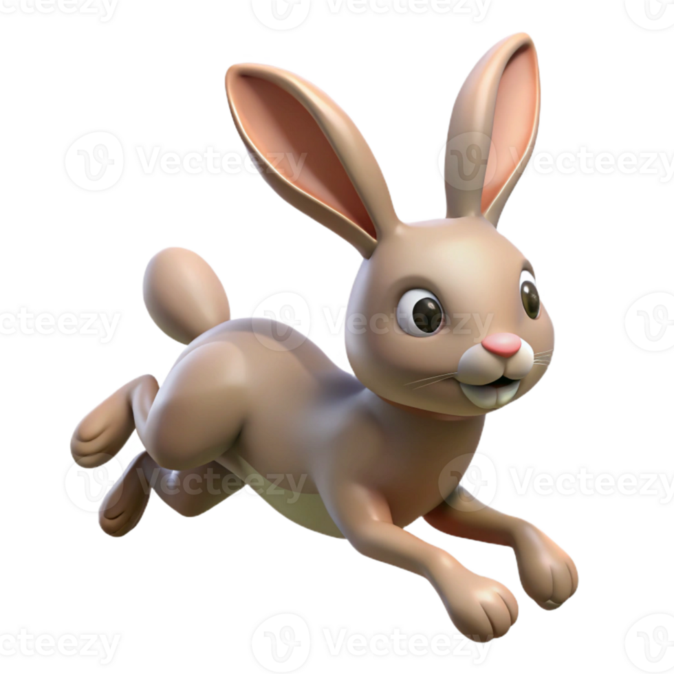 beautiful rustic A rabbit in mid-hop 4K png